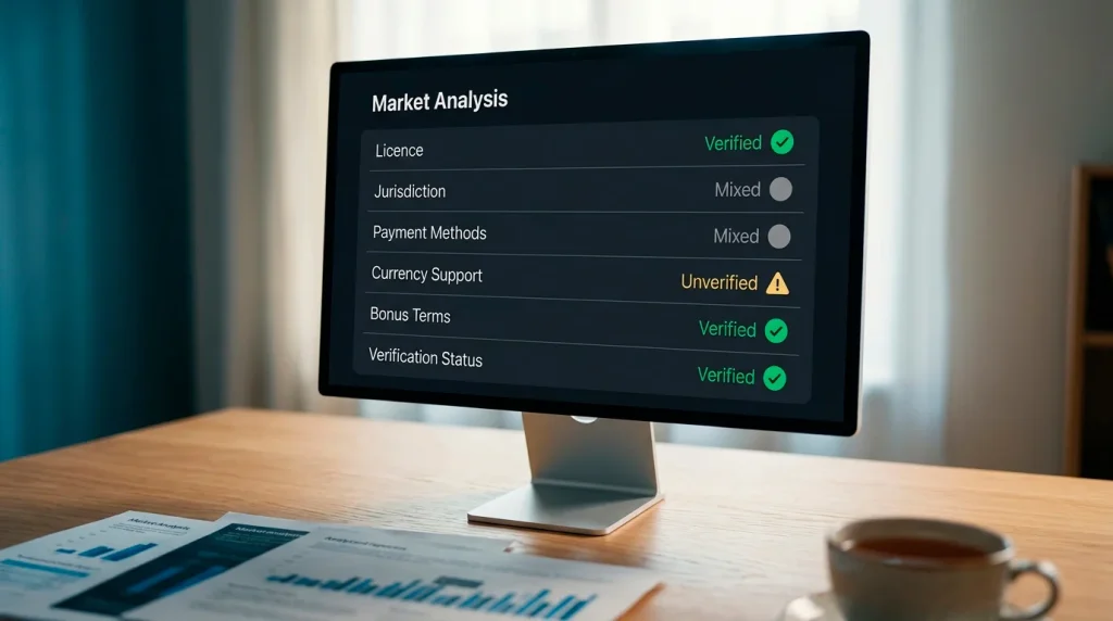 Availability signal board comparing licence, payments and restriction evidence